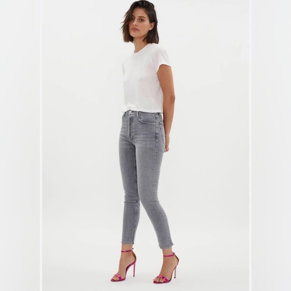 Agolde Denim - AGOLDE Nico High Waist Slim Foretold Grey Raw Hem 27